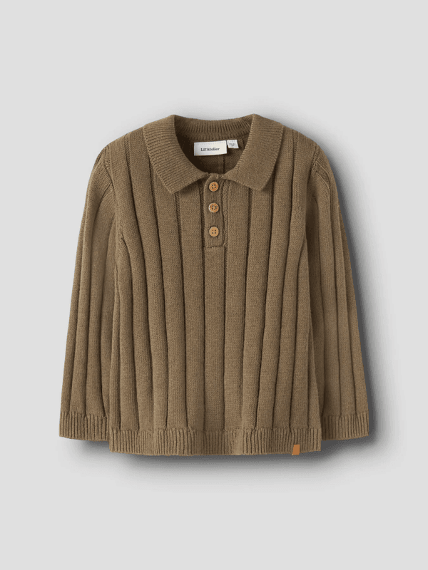 Lomon Loose Knit Polo - Kangaroo