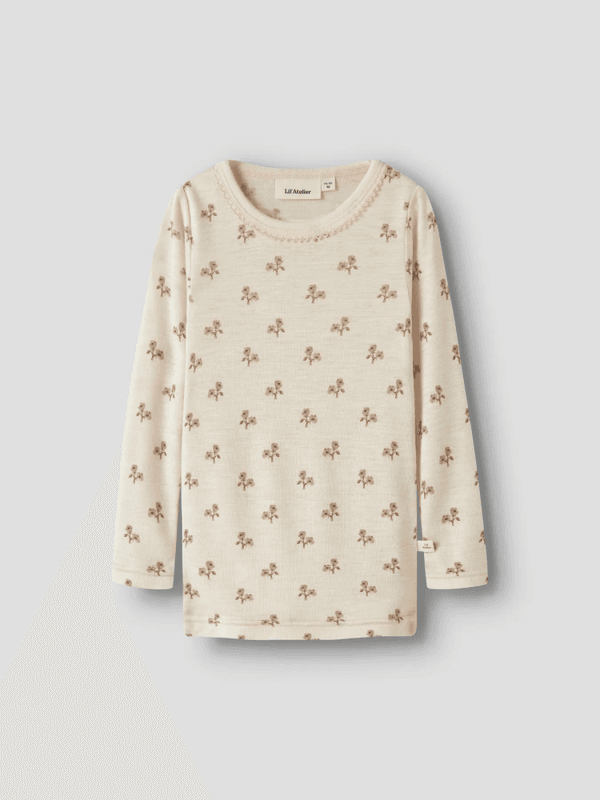 Nalu Wo/Mo Ls Slim Top - Turtledove Flower   